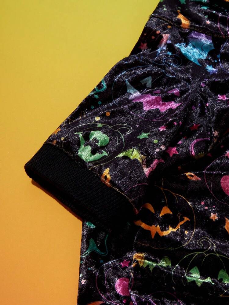 PETSIN 1 pièce sweat-shirt à capuche avec veilleuse en forme de citrouille souriante de chauve-souris d'Halloween pour animal de compagnie - Multicolore - Voir 5