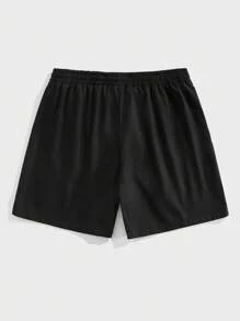 EASEVO Men Plus Size Printed Drawstring Black Casual Shorts, Emo - Black - View 2