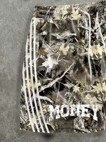 Manfinity ZONE917 Bộ áo phông và quần short in họa tiết kẻ sọc Hipster Money Character phong cách đường phố - Nhiều màu - Xem 7