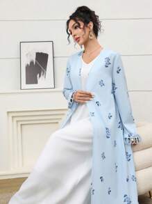 Yasmyna Women's Floral Print Casual Abaya Blue Floral