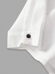 Manfinity Dauomo Knight Pattern Embroidered Men's Long Sleeve Shirt - White - View 5