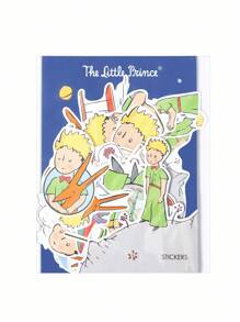 LE PETIT PRINCE X SHEIN 37张卡通图案贴纸套装，适合学生、男女老少，可用于笔记本、日记本、手工艺品等物品。也可用于滑板、笔记本电脑和行李箱的个性化装饰。可移除背胶，易于撕除不留残胶，图案包括小王子、B612星球、玫瑰、爱心、月亮和星星。 - 彩色 - 查看 6