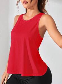 SHEIN Core Rhythm 女式纯色交叉露背健身运动背心 红色运动上衣 女式运动上衣 交叉运动上衣 露背运动上衣 露背运动上衣 露背健身上衣 女式运动上衣 女式健身上衣 女式健身上衣 - 紅色 - 查看 5