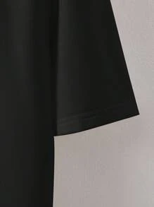 Claim Dot 男式加大码标语图案撞色领落肩 Polo 衫 - 黑色 - 查看 4