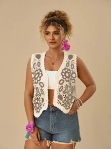 Travachic Plus Size Sweater Vest, Minimalist & Fashionable, Suitable For Summer