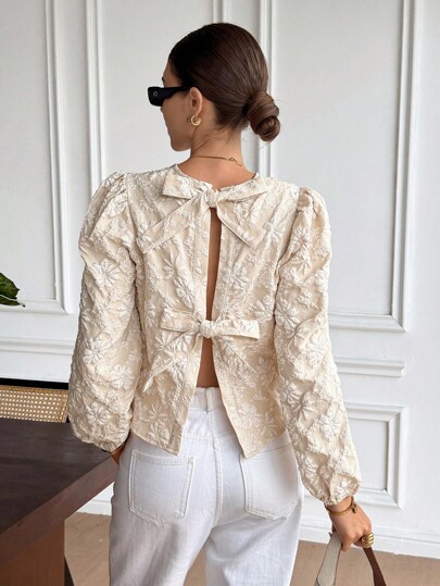 Serisse Blusa elegante de manga larga con estampado de lazo y unicolor para mujeres, ideal para otoño, vuelta al colegio, conciertos country, casual de negocios, maestras, citas, cumpleaños, brunch, estilo western y casual de negocios