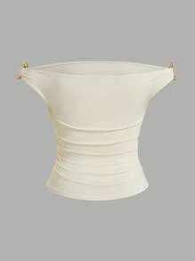 SHEIN Sweetro Top et élégant pour femmes grandes tailles avec anneau métallique épaules dénudées