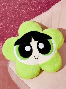 THE POWERPUFF GIRLS X SHEIN 1 件泡泡/毛茛图案可爱 3D 荷叶边抱枕，柔软毛绒，精致刺绣，适用于沙发、汽车、办公室、卧室 - 彩色 - 查看 4