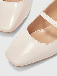 CUCCOO BIZCHIC Women's Simple Mary Jane Platform High Heel Shoes, Suitable For Halloween - Beige - View 7