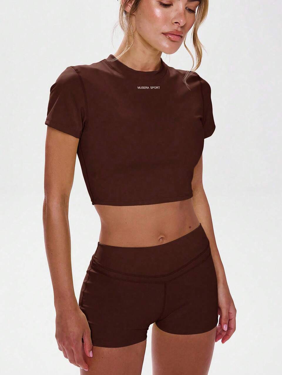 Active Crew Neck Short Sleeve Fitted Top, , Workout, Gym, Padel, Tennis, Pickleball Gym Fitness Yoga Pilates Daily Casual Summer
