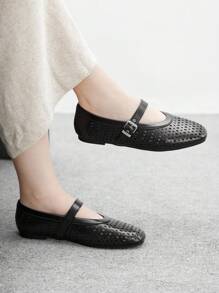 CUCCOO BIZCHIC Women's Fashion Commuter Versatile Casual Mary Jane Flat Shoes - Black - View 3
