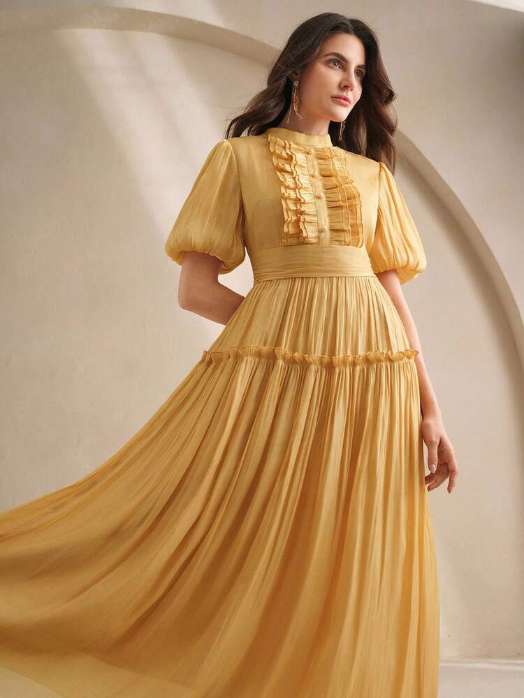 Women's Long Dress, Summer Style With Ruffle Design, Elegant, Versatile, Classy Dress For Festivals, Holidays