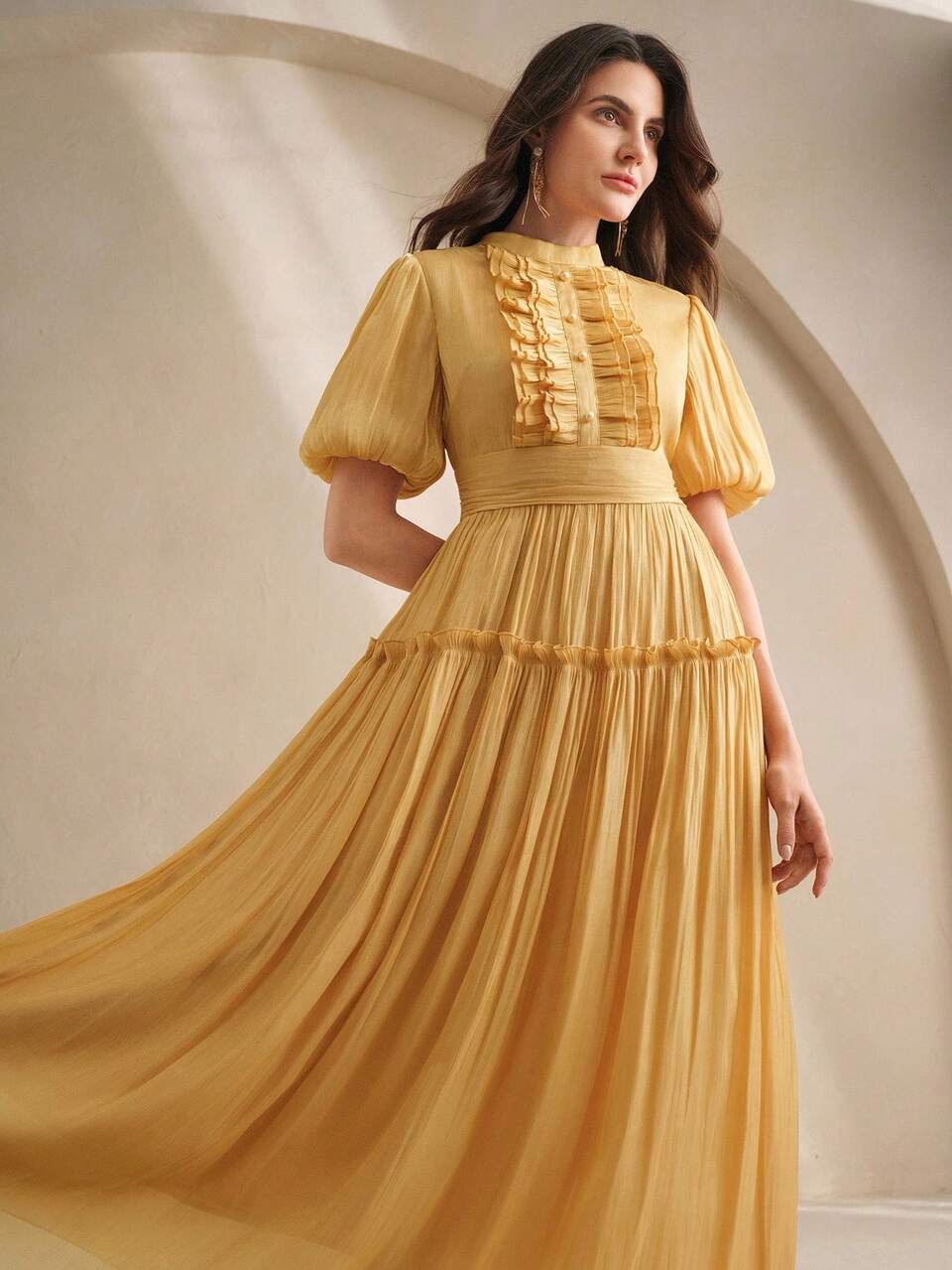 Women's Long Dress, Summer Style With Ruffle Design, Elegant, Versatile, Classy Dress For Festivals, Holidays