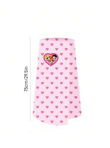 THE POWERPUFF GIRLS X SHEIN 1 件心形和花朵、泡泡、毛茛图案吸水柔软浴裙/毛巾 - 粉色 - 查看 3