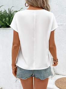 EMERY ROSE 复古水彩花卉休闲简约女士圆领衬衫，适合夏季 - 彩色 - 查看 2