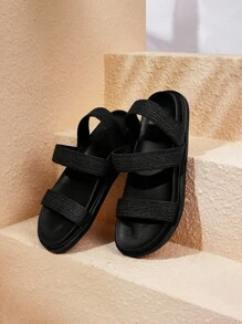 HighSole 休闲时尚舒适露趾百搭女士平底凉鞋 - 黑色 - 查看 9