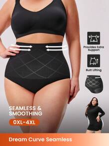 LUVLETTE Plus Smoothing High-Rise Comfortable Shapewear Panties-Tummy Control Underwear For Women - Black - View 1