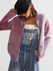 Bohemela Kardigan z dzianiny jednorzędowej w stylu boho, z długim rękawem i farbowanymi kropkami, w stylu vintage, na koncert w stylu western country, na powrót do szkoły, odpowiedni na jesień/zimę, w kolorze różowym - Wielokolorowe - Zobacz 5