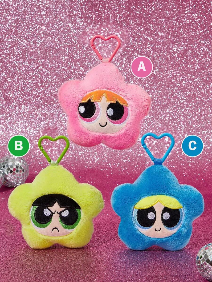 THE POWERPUFF GIRLS X SHEIN 1 buah Gantungan Tas Motif Bunga Mekar, Gelembung, dan Buttercup, Bentuk Bunga 3D, Kerajinan Bordir Halus, Y2K - MultiWarna - View 1