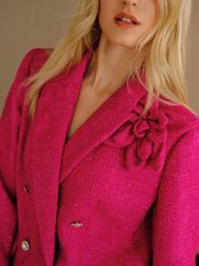 MOTF PREMIUM 粗花呢立体花卉图案西装外套