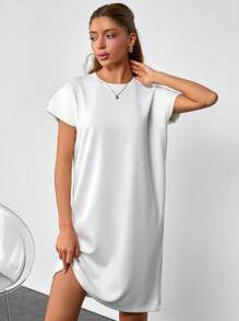 EURMUSE Women, Spring, Summer, Short Length, Dress, White, Casual, Soft Fabric, Smooth Touch - White - View 3