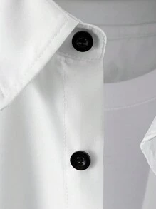 Manfinity Homme 男士單排釦緞面襯衫 - 白色 - 查看 4