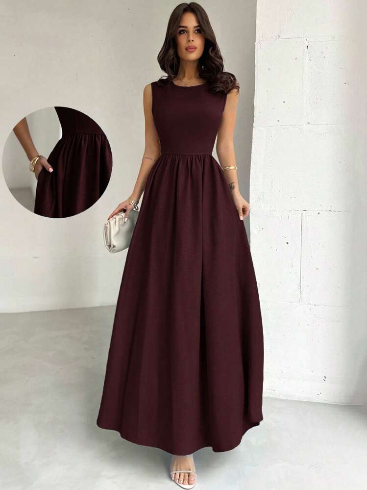 maroon beach dress Midnight Maroon Maxi Hawaiian Dress with Floral Design