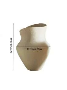 Cirelle 1 件大花瓶传统北欧风格粗陶手工复古陶瓷花瓶，拉玛家庭风格，母亲节礼物，婚礼装饰，高端酒店用品