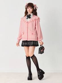 EDITION 秋季 Jirai Kei Hime Gyaru 原宿休闲开衫女式 - 駝色 - 查看 7