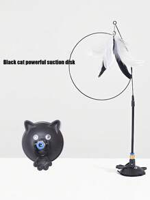 PETSIN 1 Powerful Suction Cup Cat Toy With A Cute Cat Head Shape, Self-Entertaining And Amusing For Cats, Detachable, Can Be Held, Can Ads A Long Rod Steel Wire Cat Toy, Replaceable Feather With Bell Pet Toy, Cat Toy, Pet Supplies - Multicolor - View 9