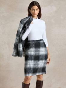 Briarwyn Women's Elegant Plaid Long Sleeve Top And Skirt 2 Pieces Set, ,Old Money Style Women, Fall Clothes For Women ,Winter Set Thickened Fabric - Black and White - View 5