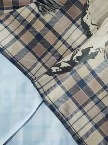 Manfinity Hypemode 街头休闲格子拼布印花短款衬衫