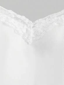 SHEIN Essnce Áo ba lỗ ren chắp vá thường ngày cho nữ 3 món/bộ cho kỳ nghỉ hè - Màu xám đen - Xem 11