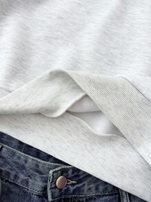 少女字母与美国国旗印花拉链休闲连帽衫 - 淺灰色 - 查看 5