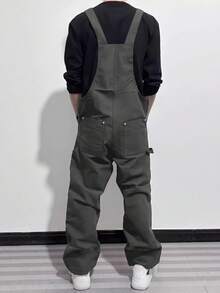 Manfinity EMRG 男士休闲时尚百搭背带裤，带贴布设计，超大码，夏季、秋季