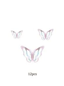 6/12/24/36/72pcs Colorful Paper Butterfly Sticker, Modern 3D Hollow Out Room Decorating Creative Butterfly Wall Sticker For Home