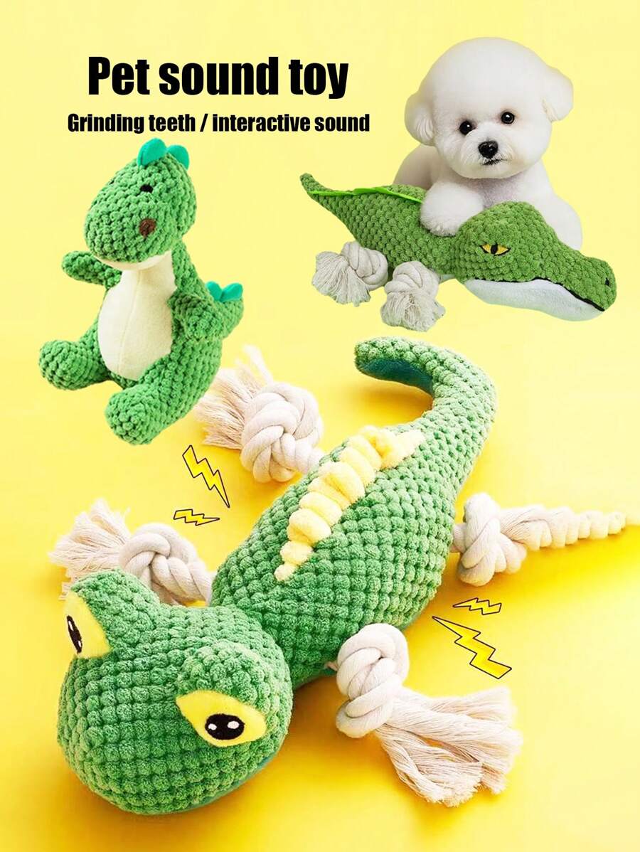 PETSIN 1 件狗狗说话玩具 - 耐用咀嚼玩具，鳄鱼、恐龙、蜥蜴玩偶，自娱自乐和缓解无聊的设备，狗玩具宠物用品，宠物玩具 - 彩色 - 查看 1
