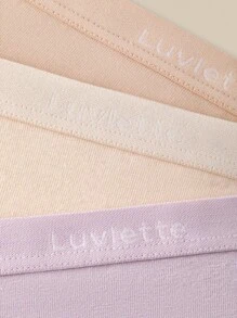 LUVLETTE 3 条装高腰透气棉质基本款三角裤女士内裤套装 - 柔和色彩，也适合少女、幼儿和儿童 - 彩色 - 查看 3