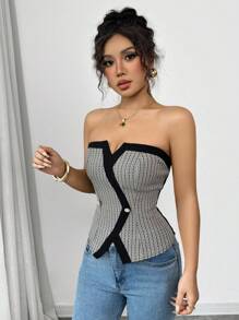 Elenzga 女士纽扣修身衬衫 - 黑色 - 查看 5