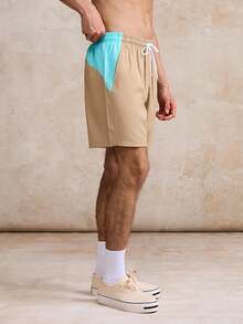 Surfspeed Pantaloncini da spiaggia larghi da uomo con coulisse in vita e tasche, a contrasto di colore