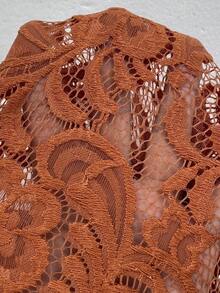 EMERY ROSE 女式撞色蕾丝插肩袖纽扣半襟休闲运动衫