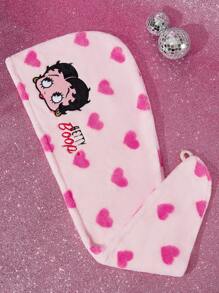 Betty Boop x SHEIN 1条贝蒂图案刺绣超强吸水干发巾，心形设计，适合所有发质和长度，吸水速干，礼品之选，派对、节日、情人节等场合的理想礼物。 - 粉色 - 查看 2