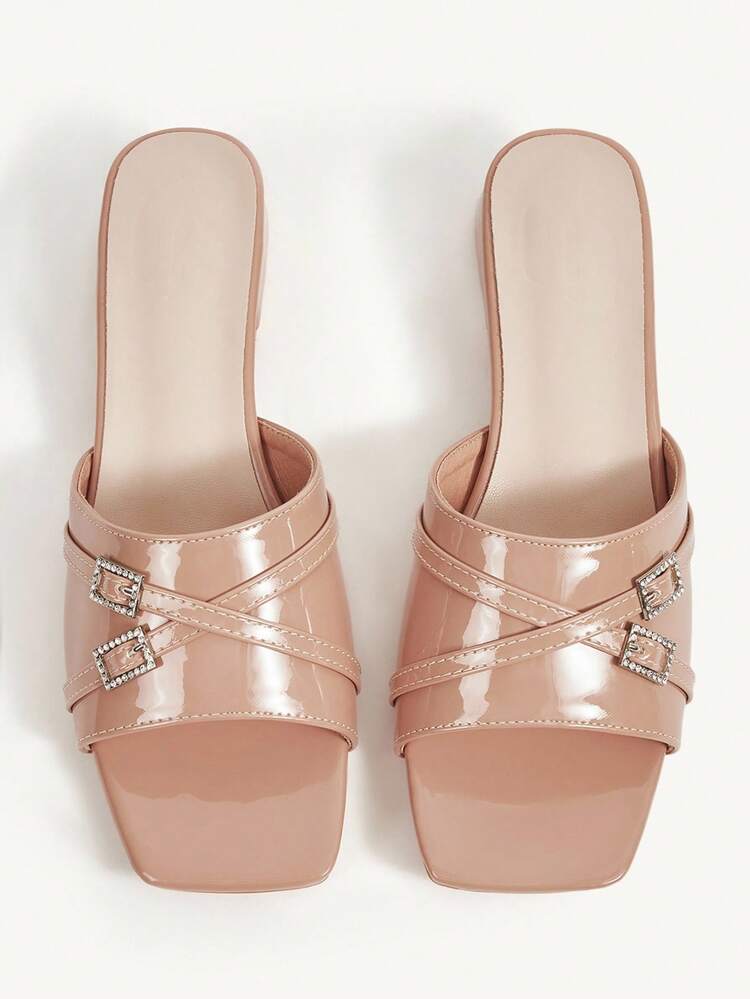 CUCCOO CHICEST Sandálias Estilo Fada Versáteis para Uso Externo, Antiderrapantes, de Couro Envernizado, com Salto Quadrado Pequeno, Alça Nova, Cor Damasco, para Mulheres