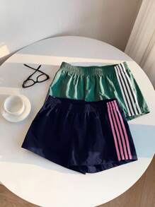 Comfortcana Bộ 2 quần short cạp chun màu tương phản dành cho nữ, mùa hè - Nhiều màu - Xem 6