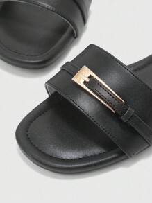 CUCCOO BIZCHIC Women's Brown Comfortable Spring/Summer Fashionable Buckle Decor Sandals For Christmas Spring Shoes Summer Shoes - Black - View 7