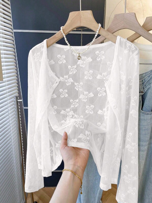 Women's Casual Versatile Butterfly Jacquard Lightweight Jacket Fall Winter Cloth For Women