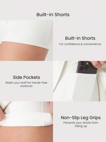 GLOWMODE Record Breaker Lightweight Built-In Underwear Contrast Seams Pockets Zipper Closure Windbreaker Running Shorts Jogging Gym Training Daily Casual Wear - White - View 3