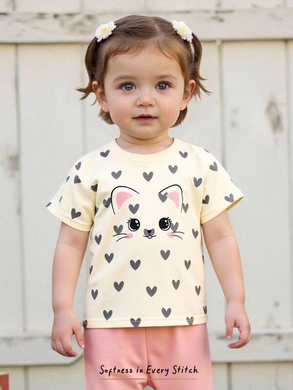 Cozy Pixies 2 Piece Baby Girl Floral Knit Soft Round Neck Short Sleeve Pullover Top And Elastic Waist Shorts Set Baby Girl Clothes Cat Outfit For Baby Infant Girl Summer Outfits Baby Clothes Set Summer