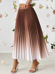 Firerie Women's Casual Gradient A-Line Pleated Skirt - Brown - View 6