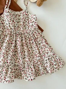 SHEIN 女婴碎花连体衣和棕色夹克套装，休闲百搭的秋冬装 - 彩色 - 查看 6